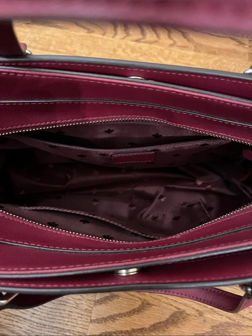 Kate Spade Laurel Way Reese Satchel Crossbody Saffiano Leather Blackberry/Maroon